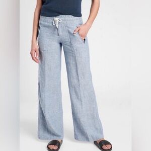 Athleta Cabo Chambray Blue linen pant